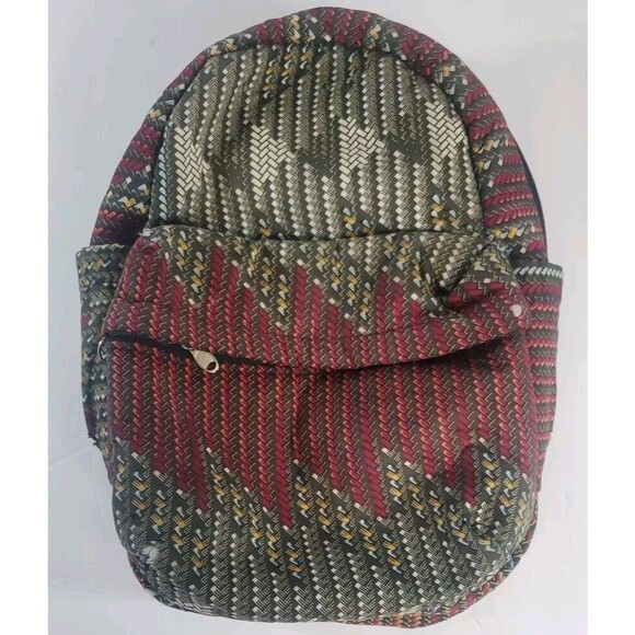 Ankara‎ Print Kente Style Backpack Book Rucksack Handmade Bag Nice Some Wear - Picture 1 of 11